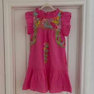 Pink Floral Embroidered Dress